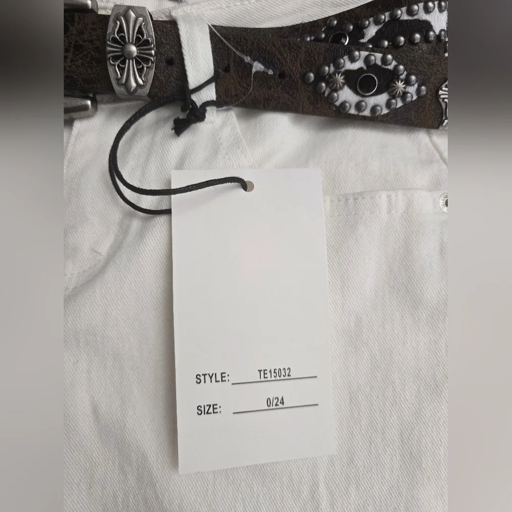 Telepatía White Wide-Leg Low Rise Size 0/24 Jeans Belt Included‎